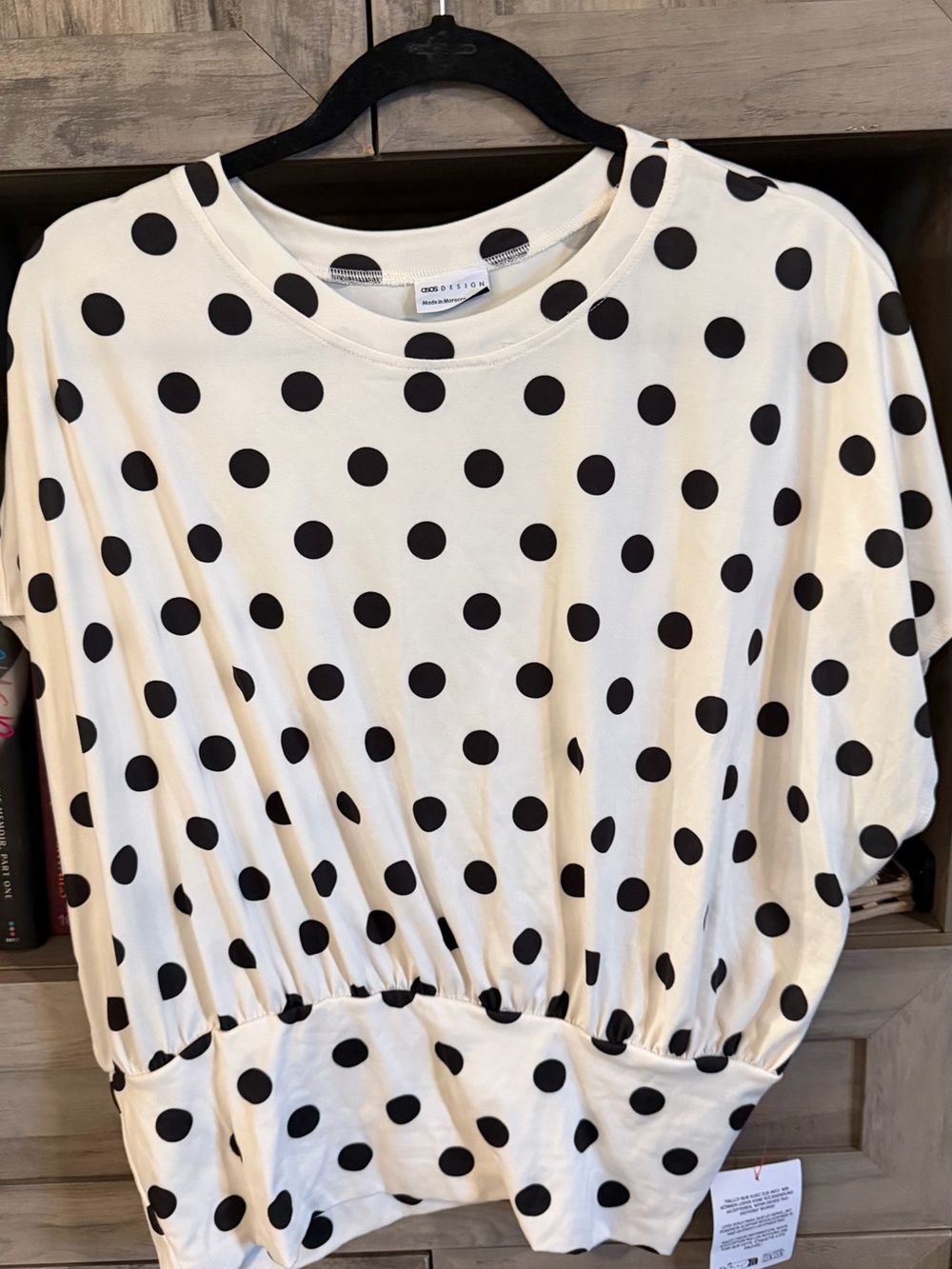 ASOS White and Black Polka Dot Short Sleeve Top